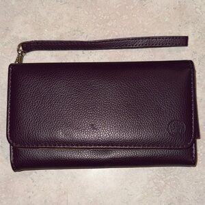 Leather Dark Purple Wristlet Wallet
